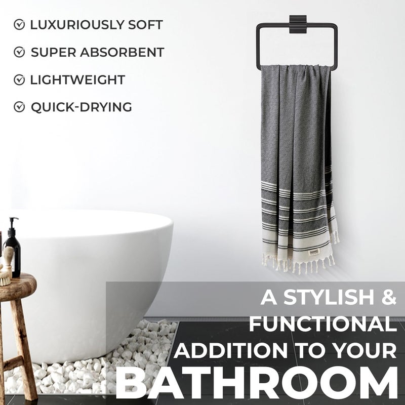 DEMMEX Organic Diamond Turkish Bath & Beach Towel | 100% Oeko-TEX Certified Turkish Cotton, Ultra-Soft, Quick-Dry, Lightweight, Compact & Oversized Luxury Peshtemal Towel, Prewashed, 71"x36", Gray - Image 5